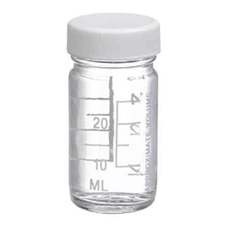 Cp Lab Safety. Wheaton 1 oz Graduated Glass Volumetric Bottles, PP/PTFE Lined Caps, Case of 48 W216971